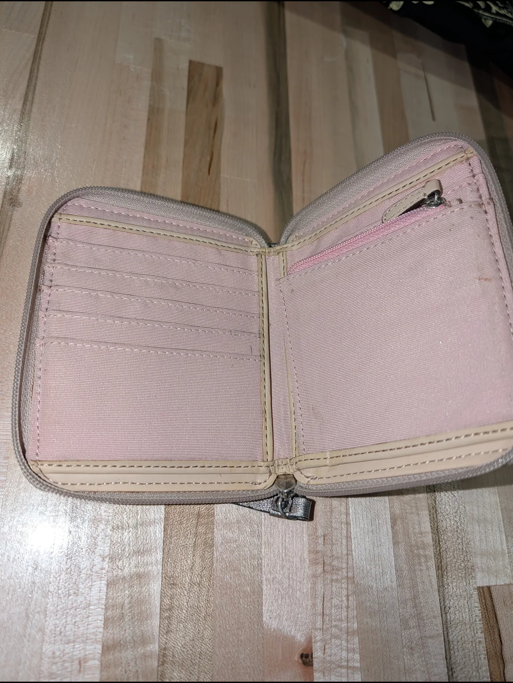 Coach Signature Canvas Zip Wallet in Pink & Beige